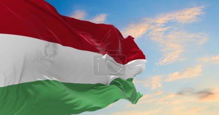 Large Hungary flag waving in the wind