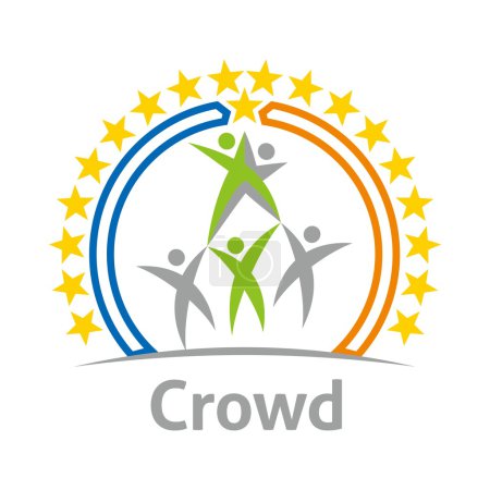 Logo Crowd Community Feier Kinder Design Vektor