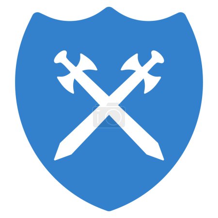 Illustration for Security Shield vector icon. Style is flat symbol, cobalt color, rounded angles, white background. - Royalty Free Image