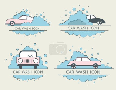 Illustration for Car wash logo design layout. Corporate vector symbol concept. template icons. flat illustrations - Royalty Free Image