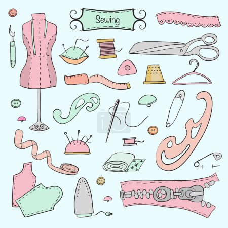 Illustration for Set of sewing equipment. Vector illustration - Royalty Free Image