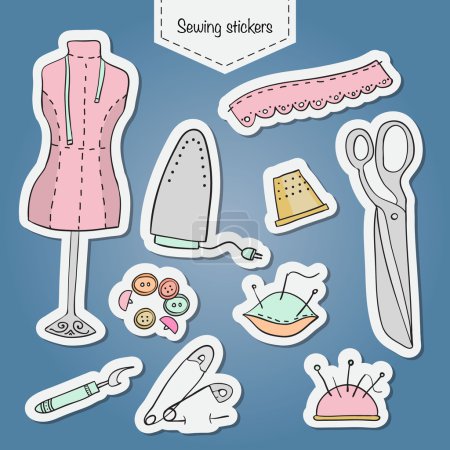 Illustration for Set of sewing equipment. Vector illustration - Royalty Free Image