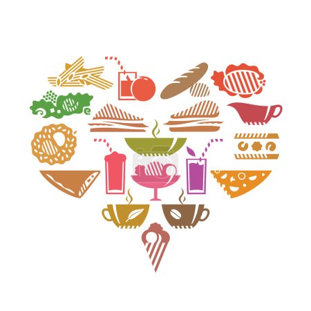 Foods and drinks in heart shape