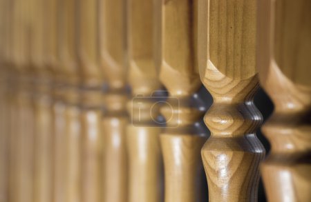 Photo for Wooden balusters fence in a private house - Royalty Free Image