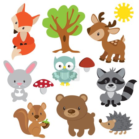 Illustration for Forest animals vector illustration - Royalty Free Image