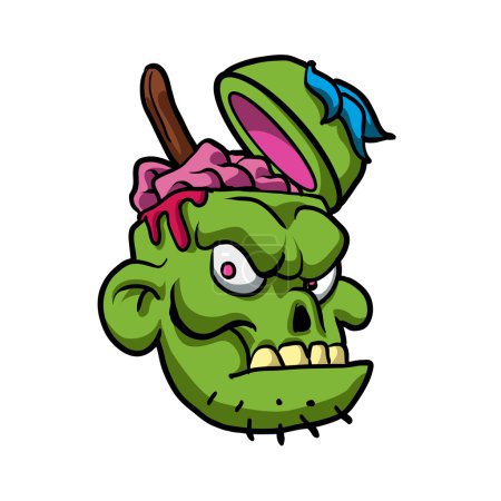 Illustration for Zombie Head Illustration.zombie cartoon - Royalty Free Image