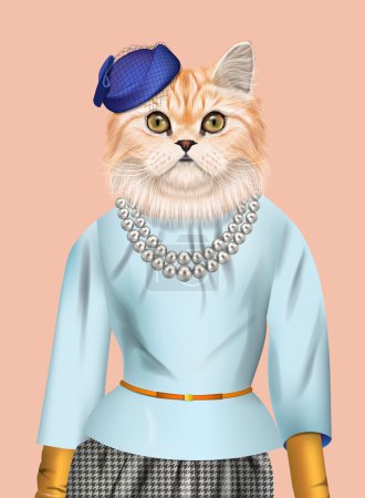Gato chica vestida con elegante traje
.