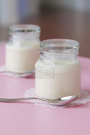 Homemade yogurt in glass jar