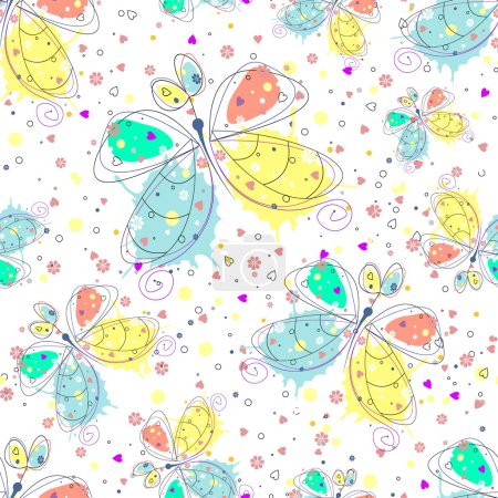 Ilustración de Patrón sin costura vectorial con insecto. Fondo interminable decorativo dibujado con mariposa. Ilustración gráfica
. - Imagen libre de derechos