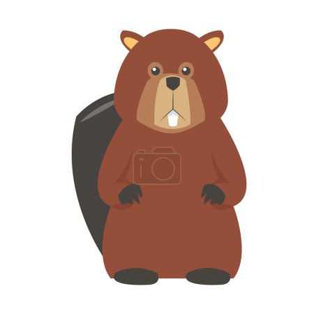 Illustration for Flat design single beaver icon vector illustration - Royalty Free Image