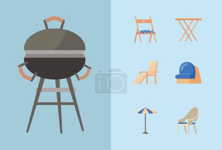 siete iconos de muebles de jardín
