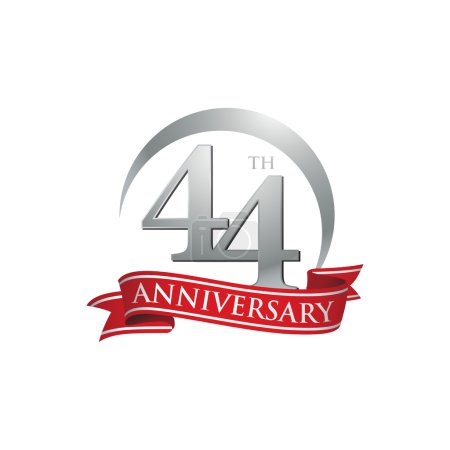 Cinta roja del logotipo del anillo del 44 aniversario
