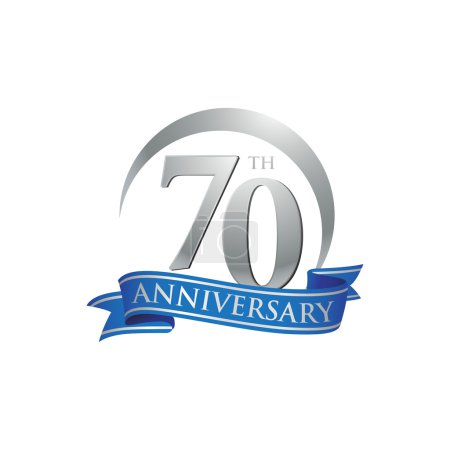 Cinta azul del logotipo del anillo del 70 aniversario
