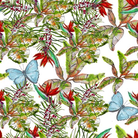 fondo tropical. acuarela ilustración
