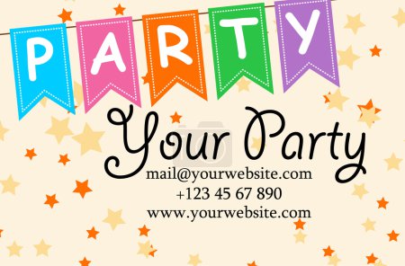 Photo for Card your party with gifts, balloons, ice cream and hat for your design. Vector illustration - Royalty Free Image