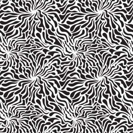 Ilustración de Patrón sin costuras elegante sin costuras en blanco y negro. Fondo abstracto. Motivos naturales. Patrón blanco y negro sin costuras de ramas y hojas
. - Imagen libre de derechos