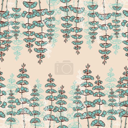 Illustration for Seamless Patterns with Drawing sprigs of flowers - Royalty Free Image