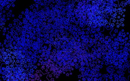 Fond vectoriel bleu foncé avec des étoiles colorées. Illustration colorée brillante avec des étoiles. Modèle pour annonce futuriste, livrets.