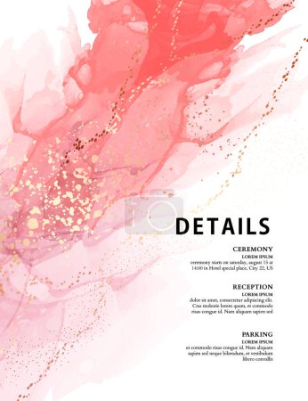 Textura de acuarela rosa, flujo de líquido de mármol de tinta de alcohol Ilustración vectorial para tarjeta de boda, ivitación de cumpleaños, tarjetas de felicitación, banners web, papel digital, impresión, scrapbooking