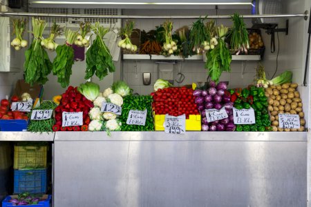 Photo for Fruits and vegetables store, in a local market - Royalty Free Image