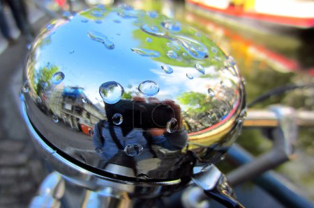 Photo for Selfie in a bicycle bell in a rainy day - Royalty Free Image