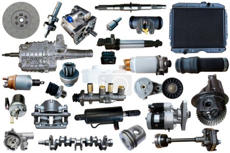 Foto de Gran colección de autopartes mecánicas para mantenimiento y reparación de automóviles. - Imagen libre de derechos