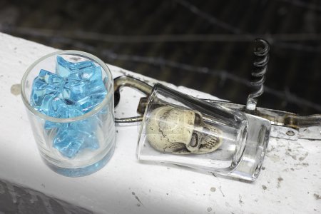 Photo for Still life with Skull in a glass. - Royalty Free Image