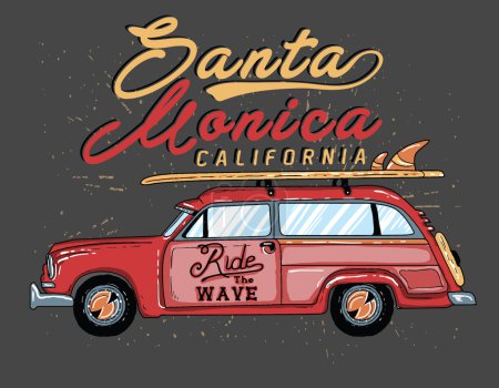 Ilustración de Van Surf Ilustración, gráficos camiseta, vector, tipografía - Imagen libre de derechos