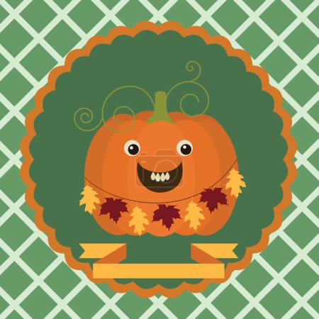 Photo for Halloween autumn background with smiling pumpkin - Royalty Free Image