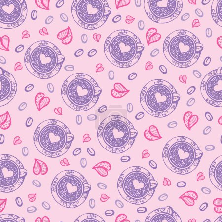 Photo for Vector seamless pattern with cups of coffee - Royalty Free Image