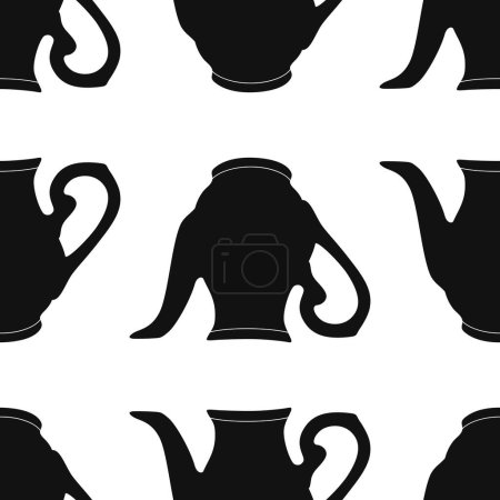 Photo for Vector graphic seamless pattern with black vase on a white background - Royalty Free Image