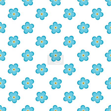 Photo for Vector spring or summer seamless pattern with simple and pritty blue flowers on a white background - Royalty Free Image