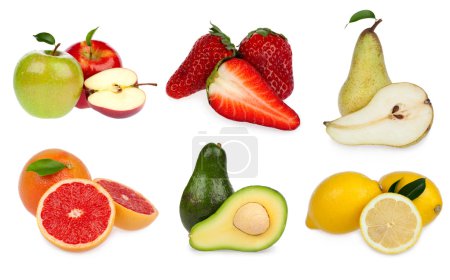 tasty slice of fruit composition set isolated on white