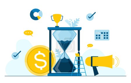 Ilustración de Gestión del Tiempo Estrategia de Negocios Trabajando Rápido Ilustración - Imagen libre de derechos