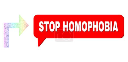 Ilustración de Detener la homofobia y girar a la derecha vector. Red de color espectro gire a la derecha, y el habla Stop Homofobia nube marco. Voz de color Stop Homofobia nube tiene sombra. - Imagen libre de derechos