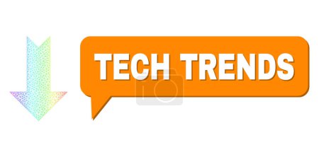 Ilustración de Tendencias tecnológicas y flecha hacia abajo vector. Spectral vibrante flecha de malla hacia abajo, y la conversación Tech Trends mensaje en la nube. Conversación de color Tech Tendencias nube tiene sombra. - Imagen libre de derechos
