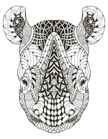 Rhino cabeza zentangle estilizado, ilustración vectorial, lápiz a mano alzada, garabato, blanco y negro, patrón, dibujado a mano
.