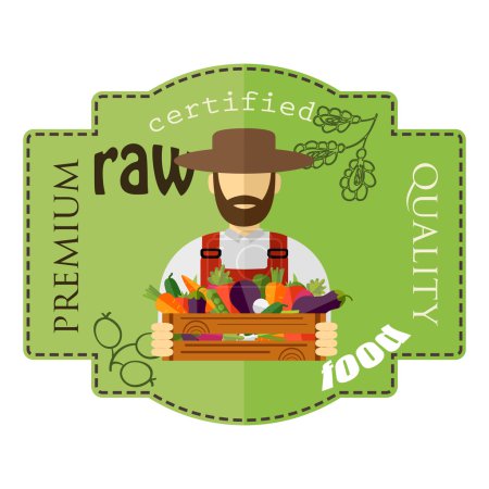 Illustration for Country farmer who keeps fresh vegetables. Vector icon - Royalty Free Image