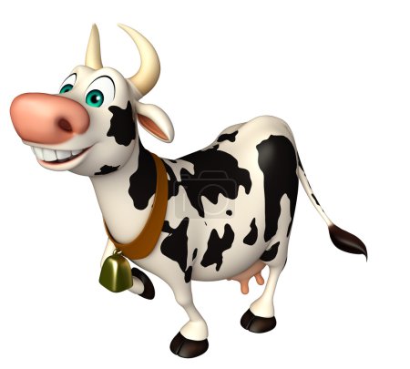 Téléchargez les photos : 3d rendu illustration de la vache drôle de personnage de dessin animé - en image libre de droit