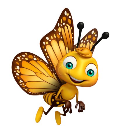 Téléchargez les photos : 3d rendu illustration de personnage drôle de dessin animé papillon - en image libre de droit