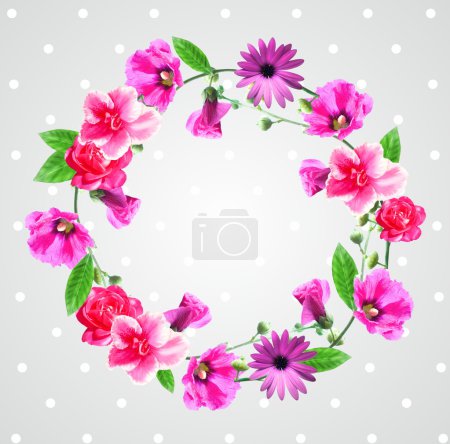 beautiful flowers composition wreath card