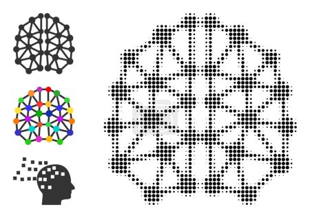Ilustración de Estructura de IA de medio tono. Estructura de IA punteada generada con pequeños píxeles de círculo. Ilustración vectorial del icono de la estructura de IA sobre un fondo blanco. Patrón de medio tono contiene píxeles de círculo. - Imagen libre de derechos
