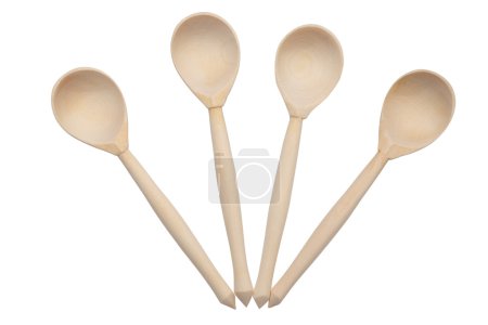 Photo for Four wooden spoon isolated on white background - Royalty Free Image