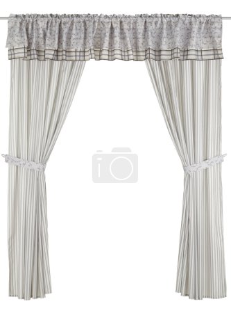 Photo for Classic grey curtain. Isolated on white background. Include path. - Royalty Free Image