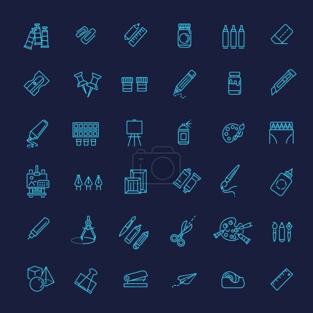 Conjunto de iconos web de esquema - herramientas de dibujo