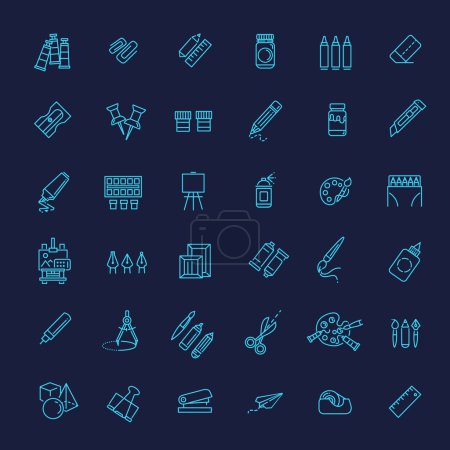 Illustration for Drawing tools icon set, thin line style, flat design - Royalty Free Image