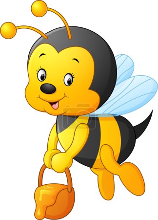 vuelo abeja dibujos animados celebración miel cubo
