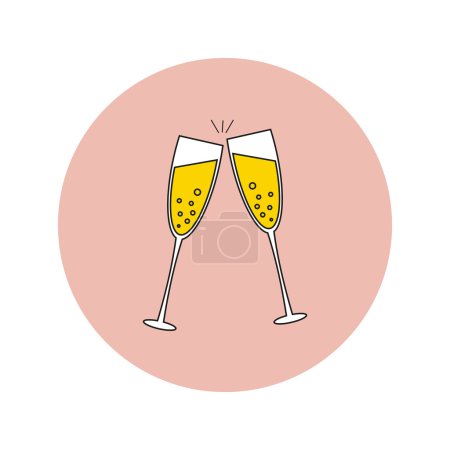 Boda vector icono plano de dos vino de champán
