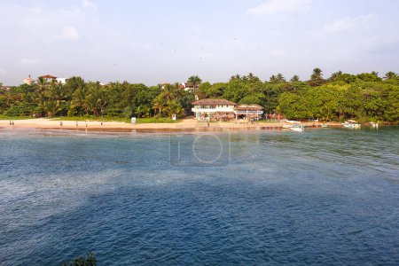 Téléchargez les photos : Beau paysage, plage de palmiers tropicaux rivière - en image libre de droit