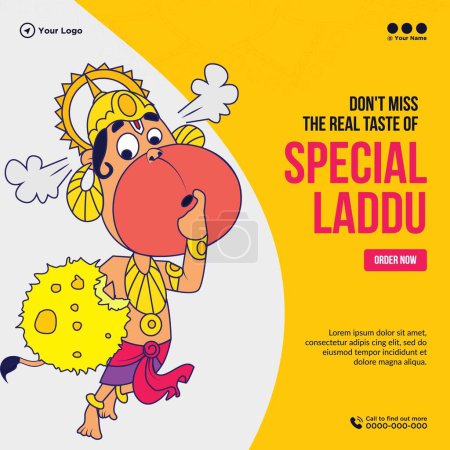 Ilustración de Banner de diseño de sabor real de la plantilla especial de laddu. - Imagen libre de derechos